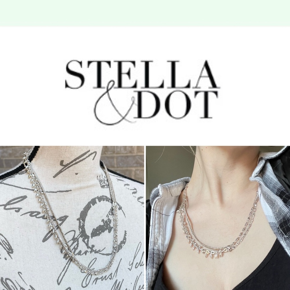 Stella & Dot Silver Double Strand Necklace - Picture 2 of 8